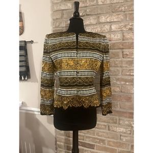100%Silk Adriana Papell black& gold jacket! Stunning